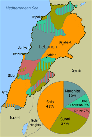 Lebanese map by sects