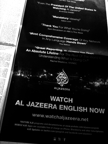 full page aljazeera english ad in the new york times