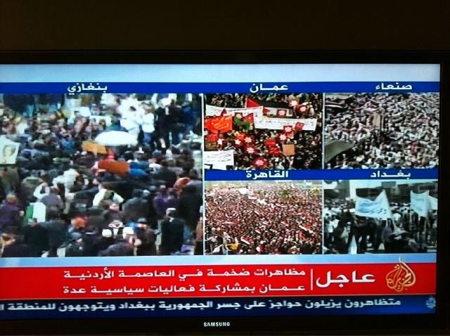 simultaneous protests in Cairo, Amman, Sanaa, Benghazi