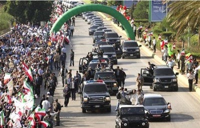 President Ahmadinejad motorcade in Lebanon